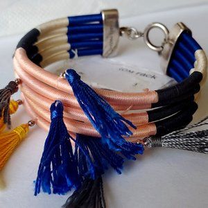 NWT Isabel Marant Women's Tassel Blue White Black Pink Silver Wrap Bracelet